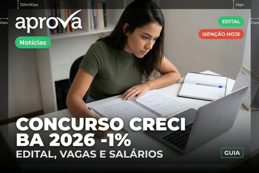 CRECI BA abre 500 vagas até R$ 3,5 mil; inscrições seguem até 20 de maio de 2026