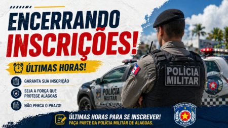 PM-AL encerra inscrições na quinta-feira para 530 vagas com salários de até R$ 11,5 mil
