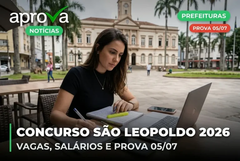 Concurso São Leopoldo 2026: salários de até R$ 7,2 mil e reta final de estudos